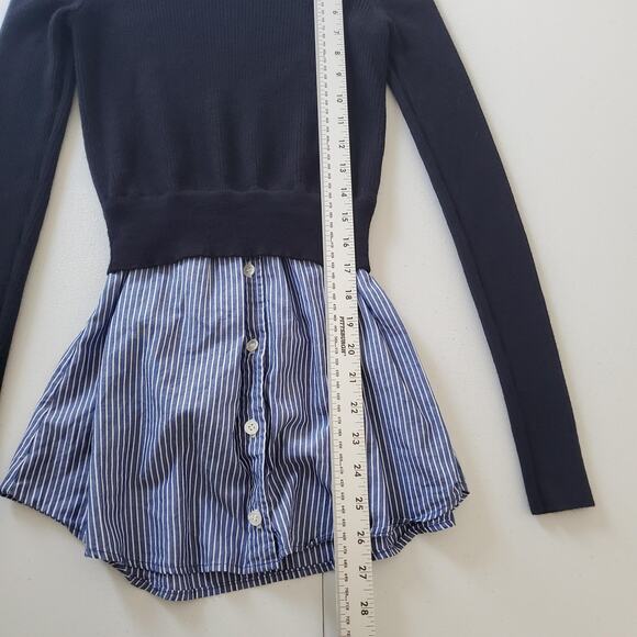 Veronica Beard Sweater  Womens XS Merino Wool Button Pullover Knit Striped - Picture 4 of 7